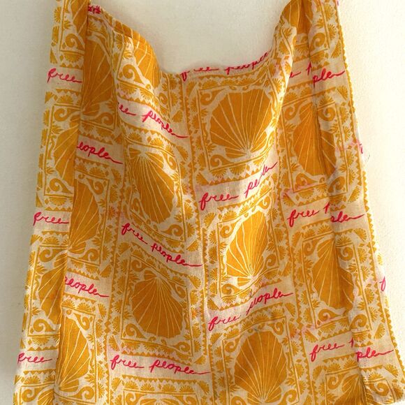 Free People Lightweight Bag Yellow Seashell Boho Gauze Resuseable, Sling Tote - Picture 2 of 4